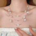 Summer Shell Crystal Star Geometric Pendant Necklace Beach Vacation Style Clavicle Choker For Women view 3