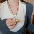 Metallic Look Resin Geometric Round Pendant Sweater Necklace For Women view 2