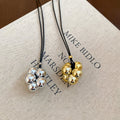Metallic Look Resin Geometric Round Pendant Sweater Necklace For Women view 3