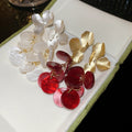 Vintage Floral Round Acrylic Tassel Drop Earrings With Silver Needle Studs view 2