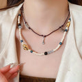 Vintage Ethnic Acrylic Coffee Bean Beaded Necklace And Bracelet Jewelry Set For Women view 3