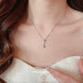 Sparkling Copper Zircon Teardrop Pendant Necklace With Minimalist Light Luxury Collarbone Chain view 4