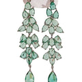 Light Luxury Copper Zircon Leaf Tassel Teardrop Drop Earrings With Silver Posts For Women view 5