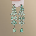 Light Luxury Copper Zircon Leaf Tassel Teardrop Drop Earrings With Silver Posts For Women view 4