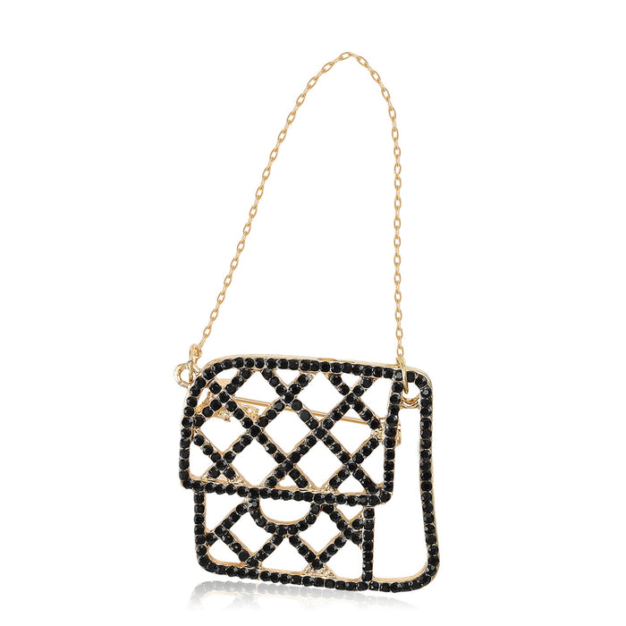 Alloy Rhinestone Handbag Brooch For Women's Blazer Coat Decoration