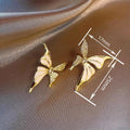 Enamel Butterfly Stud Earrings For Women Forest Style Micro Pave Zircon Elegant Jewelry view 4