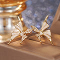Enamel Butterfly Stud Earrings For Women Forest Style Micro Pave Zircon Elegant Jewelry view 3