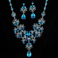 Light Luxury Alloy Zircon Hollow Flower Teardrop Tassel Drop Earrings Necklace Jewelry Set view 2