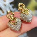 European American Double Heart Drop Earrings For Women, Chic Urban Elegant Fashion Accessories view 1