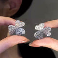 Style Lucky Clover Stud Earrings For Women, Pastoral Three Leaf Forest Style Ear Jewelry view 2