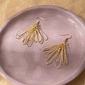 Bohemian Gold Silver Alloy Paperclip Tassel Drop Dangle Statement Pine Needle Hook Earrings view 3