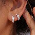 Wheat Leaf Ear Cuff With Micro Pave Zircon, Elegant Women's Fashion Earring Earrings view 1