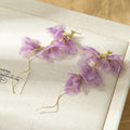 Elegant Purple Flower Petal Tassel Alloy Long Dangle Studs For Women Beach Vacation Earrings view 3