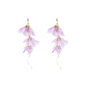 Elegant Purple Flower Petal Tassel Alloy Long Dangle Studs For Women Beach Vacation Earrings view 5