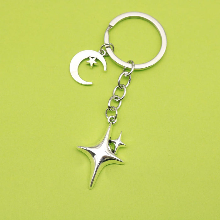 Zinc Alloy Four Point Star Keychain For Bag Charm Gift