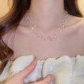 Light Luxury Irregular Glass Crystal Beaded Three Layer Geometric Round Necklace For Women view 1