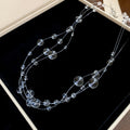 Light Luxury Irregular Glass Crystal Beaded Three Layer Geometric Round Necklace For Women view 2
