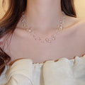 Light Luxury Irregular Glass Crystal Beaded Three Layer Geometric Round Necklace For Women view 3