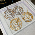 Court Style Metal Threaded Hollow Geometric Round Layered Drop Earrings For Women view 2