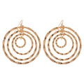 Court Style Metal Threaded Hollow Geometric Round Layered Drop Earrings For Women view 5