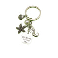 Metal Ocean Starfish Turtle Mermaid Keychain Backpack Car Charm – Silver view 5