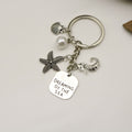 Metal Ocean Starfish Turtle Mermaid Keychain Backpack Car Charm – Silver view 4