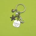 Metal Ocean Starfish Turtle Mermaid Keychain Backpack Car Charm – Silver view 1