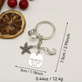 Metal Ocean Starfish Turtle Mermaid Keychain Backpack Car Charm – Silver view 2