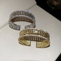 European Style Copper Multi Layer Open Bangle With Sparkling Zircon Round Fashion Design view 2