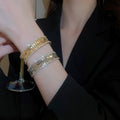 European Style Copper Multi Layer Open Bangle With Sparkling Zircon Round Fashion Design view 1