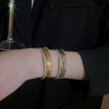 European Style Copper Multi Layer Open Bangle With Sparkling Zircon Round Fashion Design view 3