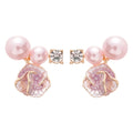 Faux Pearl Floral Rhinestone Silver Pin Drop Earrings Light Luxury Elegant Jewelry view 5