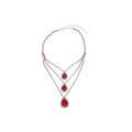 Sparkling Rhinestone Three Layer Teardrop Pendant Copper Necklace For Elegant Court Style Women view 5