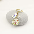 Metal Enamel White Cat Flower Keychain Pearl Bag Charm view 3