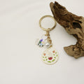 Metal Enamel White Cat Flower Keychain Pearl Bag Charm view 4