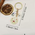 Metal Enamel White Cat Flower Keychain Pearl Bag Charm view 2