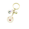 Metal Enamel White Cat Flower Keychain Pearl Bag Charm view 5