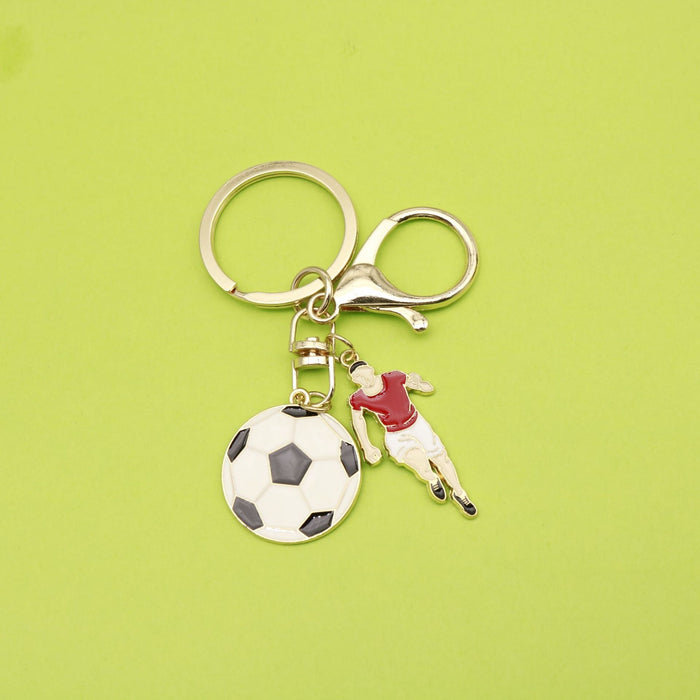 Zinc Alloy Enamel Soccer Ball Keychain Backpack Bag Charm