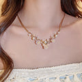 Light Luxury Faux Pearl Resin Flower Pendant Triple Layer Clavicle Necklace view 3