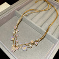 Light Luxury Faux Pearl Resin Flower Pendant Triple Layer Clavicle Necklace view 4