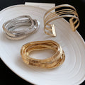 European Style Geometric Round Metal Spliced Bangle Fashion Niche Design Bracelet view 3