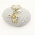 Zinc Alloy Rhinestone Butterfly Keychain With Pearl Bag Charm view 3