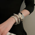 European American Alloy Wavy Line Open Bangle Minimalist Fashion Round Cuff Jewelry For Women view 4