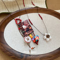 Vacation Style Alloy Cat Flower Apple Pendant Sweater Necklace With Resin Cord For Women view 4