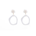 Elegant White Acrylic Irregular Geometric Drop Dangle Clip On Earrings For Women Minimalist Statement Earrings view 5