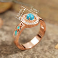 Women's Maillard Style Faux Turquoise Ethnic Ring With Oil Painting Look And Micro Pave Zircon view 4