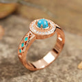 Women's Maillard Style Faux Turquoise Ethnic Ring With Oil Painting Look And Micro Pave Zircon view 2