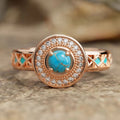 Women's Maillard Style Faux Turquoise Ethnic Ring With Oil Painting Look And Micro Pave Zircon view 1
