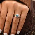 Women's Maillard Style Faux Turquoise Ethnic Ring With Oil Painting Look And Micro Pave Zircon view 3