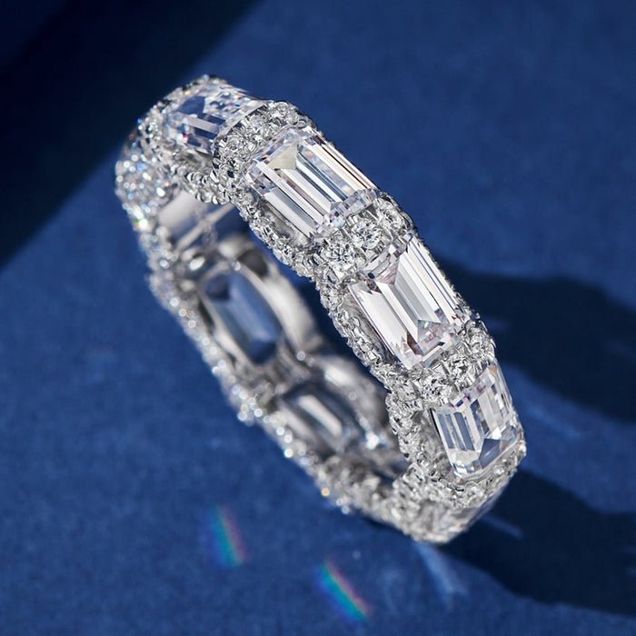 Stackable Women's Geometric Ring With Micro Pave Zircon Inlay Delicate Finger Jewelry